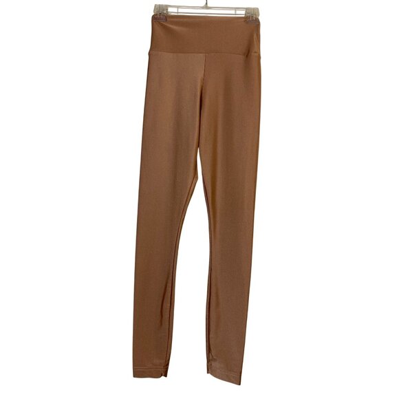 American Apparel High-Waisted Leggings Tan Nude Large Sexy Stretch Tights Dance - Picture 1 of 5